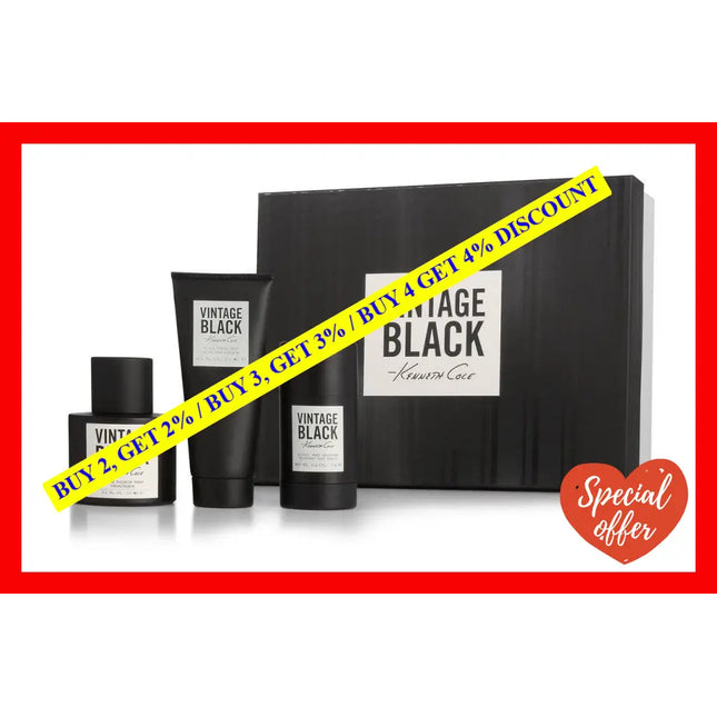 Kenneth Cole Black By For Men - 3 Pc Gift Set 3.4Oz Edt Spray After Shave Balm 2.6Oz Deodorant Stick