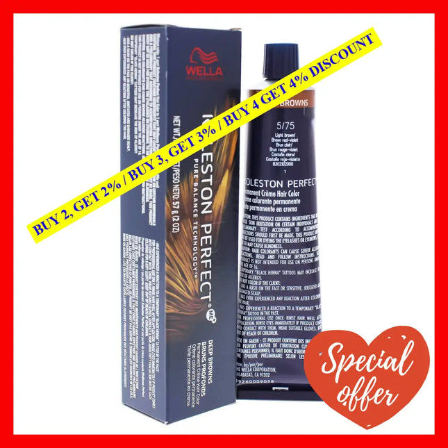 Koleston Perfect Permanent Creme Hair Color - 5 75 Light Brown-Brown Red-Violet By Wella For Unisex