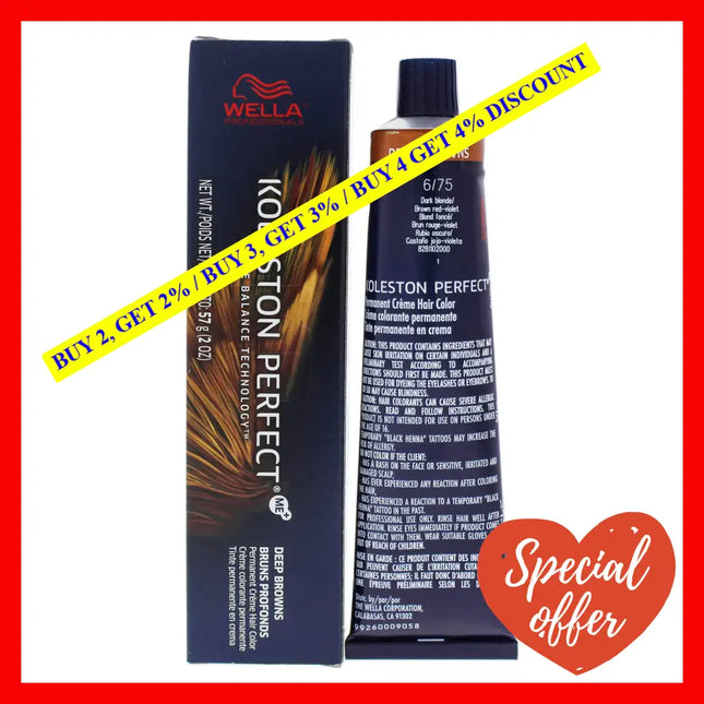 Koleston Perfect Permanent Creme Hair Color - 6 75 Dark Blonde-Brown Red-Violet By Wella For Unisex