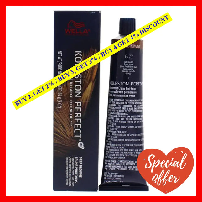 Koleston Perfect Permanent Creme Hair Color - 6 77 Dark Blonde-Brown Brown By Wella For Unisex 2 Oz