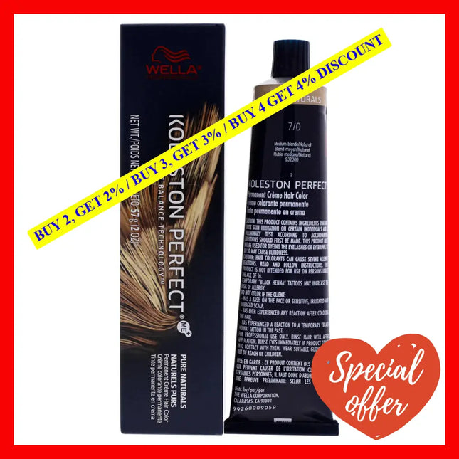 Koleston Perfect Permanent Creme Hair Color - 7 0 Medium Blonde-Natural By Wella For Unisex 2 Oz