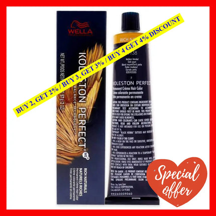 Koleston Perfect Permanent Creme Hair Color - 7 38 Medium Blonde-Gold Pearl By Wella For Unisex 2 Oz
