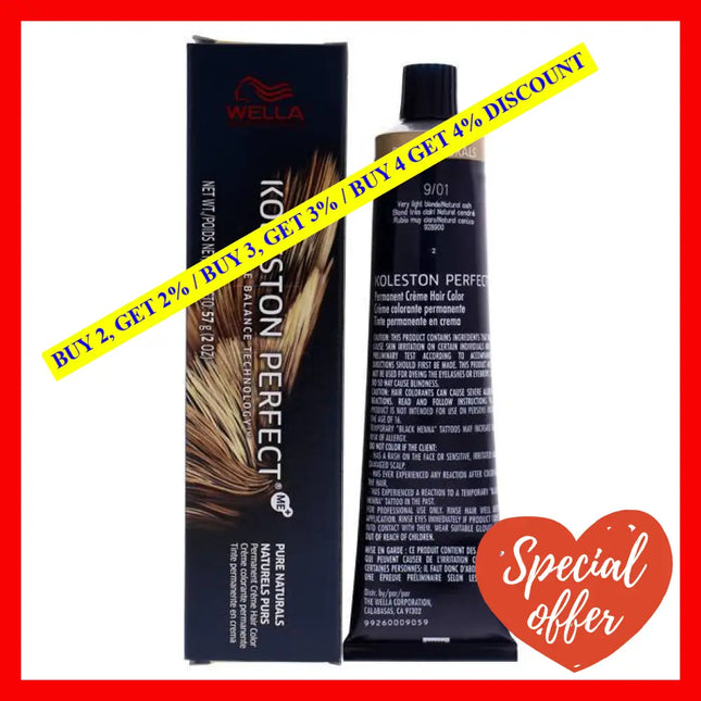 Koleston Perfect Permanent Creme Hair Color - 9 01 Very Light Blonde-Natural Ash By Wella For