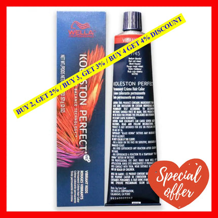 Koleston Perfect Permanent Creme Haircolor - 7 45 Medium Blonde-Red Red Violet By Wella For Unisex