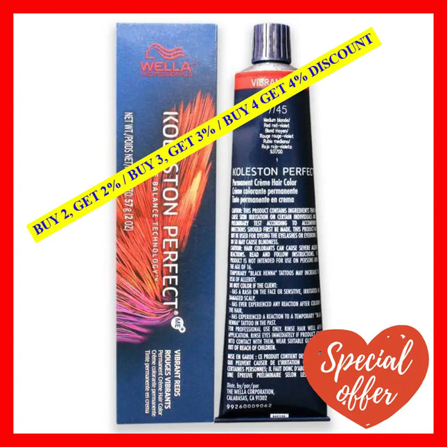 Koleston Perfect Permanent Creme Haircolor - 7 45 Medium Blonde-Red Red Violet By Wella For Unisex