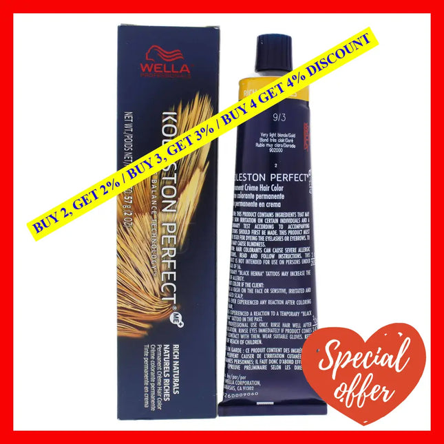 Koleston Perfect Permanent Creme Haircolor - 9 3 Very Light Blonde Gold By Wella For Unisex 2 Oz