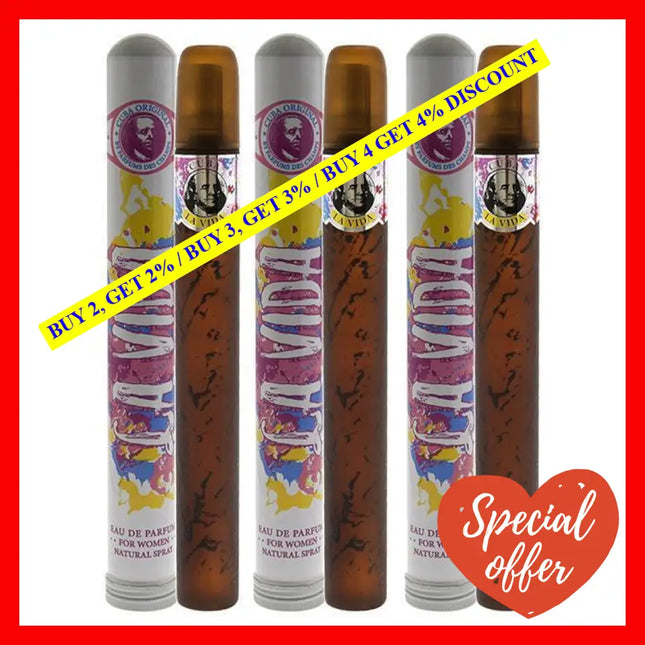 La Vida By Cuba For Women - 1.7 Oz Edp Spray Pack Of 3