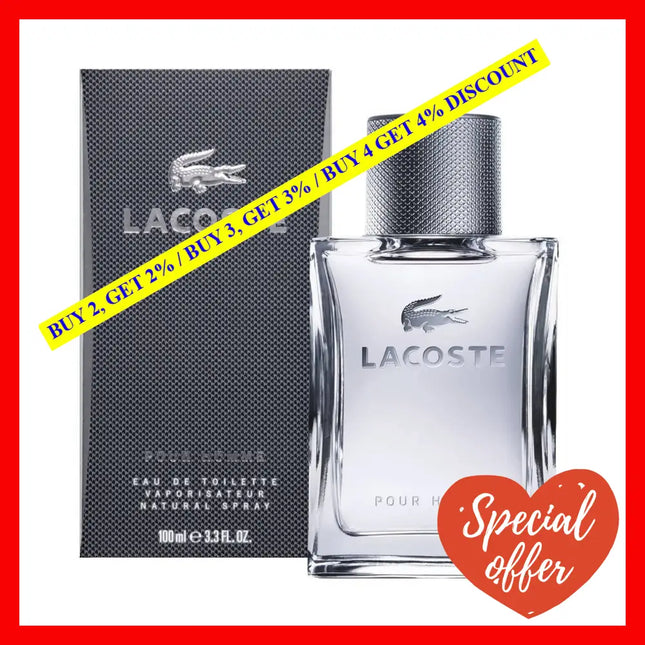 Lacoste Pour Homme Eau De Toilette - Men’s Fragrance 3.3 Fl Oz