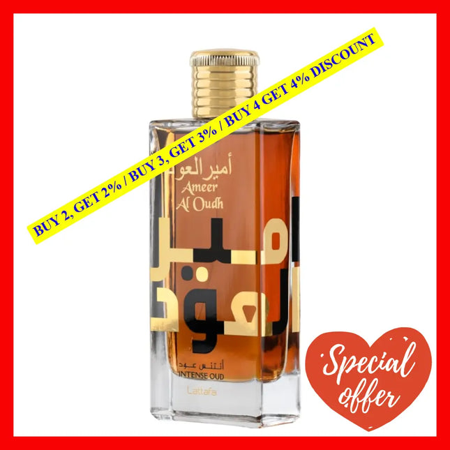 Lattafa Perfumes Ameer Al Oudh Intense Oud Eau De Parfum Spray Unisex 3.4Oz-100Ml