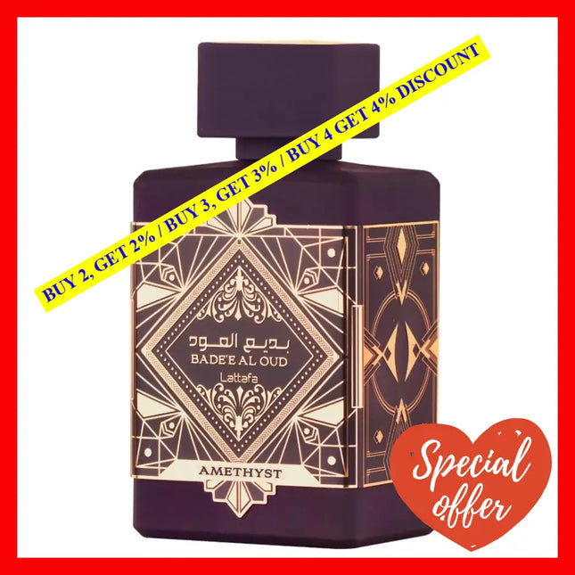 Lattafa Perfumes Bade’e Al Oud Amethyst 3.4Oz-100Ml Edp Spray