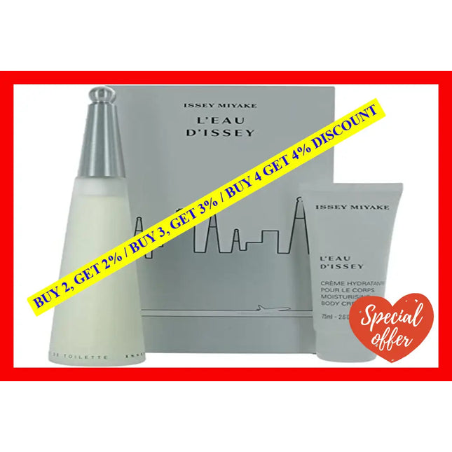 Leau Dissey By Issey Miyake For Women - 2 Pc Gift Set 3.3Oz Edt Spray 2.6Oz Moisturizing Body Cream