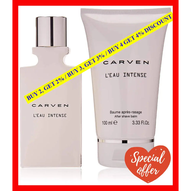 Leau Intense By Carven For Men - 2 Pc Gift Set 1.66Oz Edt Spray 3.33Oz After Shave Balm