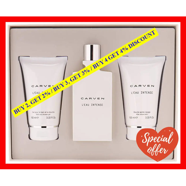 Leau Intense By Carven For Women - 3 Pc Gift Set 3.33Oz Edt Spray After Shave Balm Bath And Shower