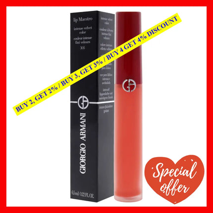 Lip Maestro Intense Velvet Color - 305 Tangerine By Giorgio Armani For Women 0.22 Oz Lipstick
