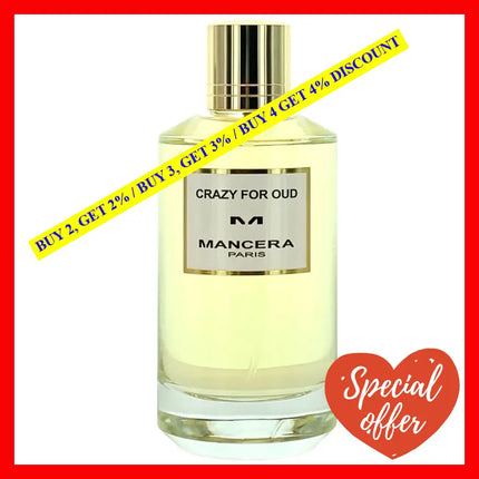 Mancera Crazy For Oud Perfume Eau De Parfum Unisex 4 Oz 120 Ml Spray