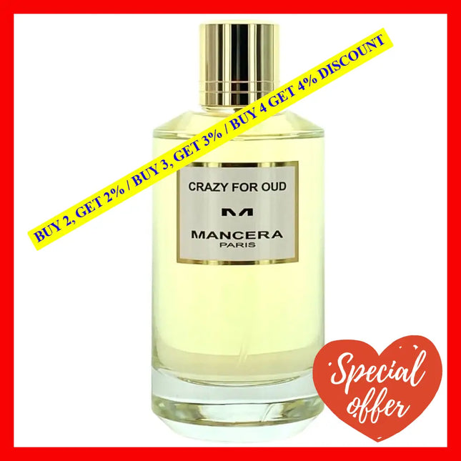 Mancera Crazy For Oud Perfume Eau De Parfum Unisex 4 Oz 120 Ml Spray