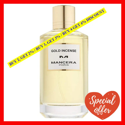 Mancera Gold Incense Perfume Unisex Eau De Parfum 4 Oz 120 Ml Spray