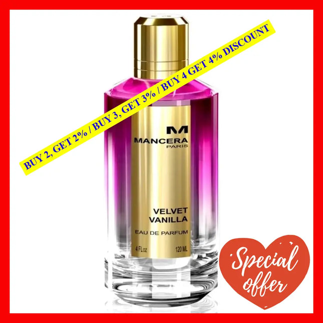 Mancera Velvet Vanilla Perfume Eau De Parfum Unisex 4 Oz 120 Ml Spray