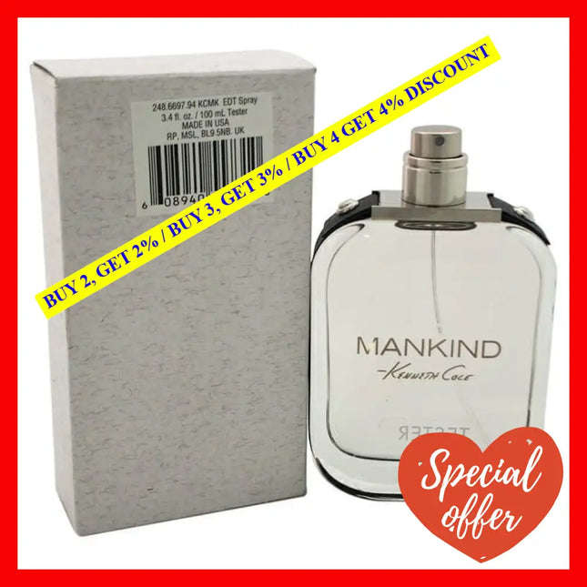 Mankind By Kenneth Cole For Men - 3.4 Oz Edt Spray (Tester)