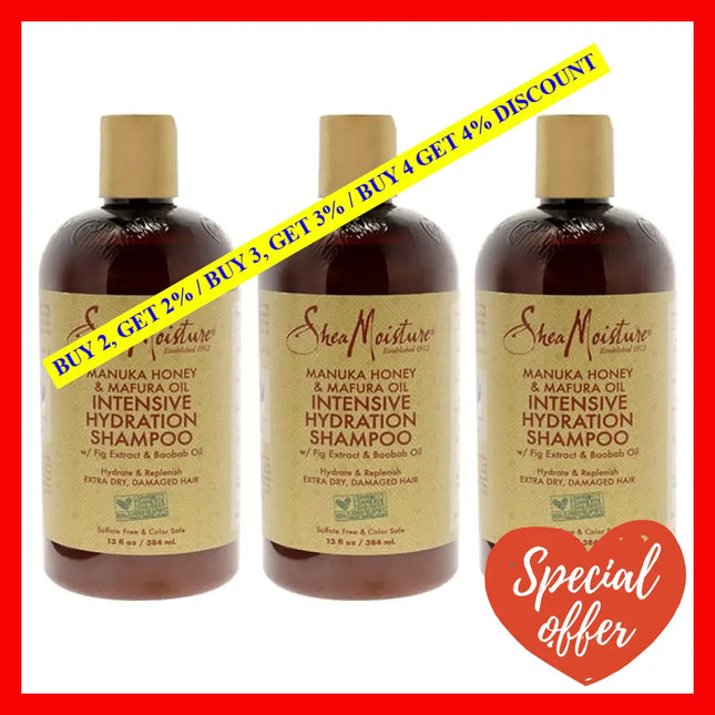 Manuka Honey Mafura Oil Intensive Hydration Shampoo By Shea Moisture For Unisex - 13 Oz Pack Of 3