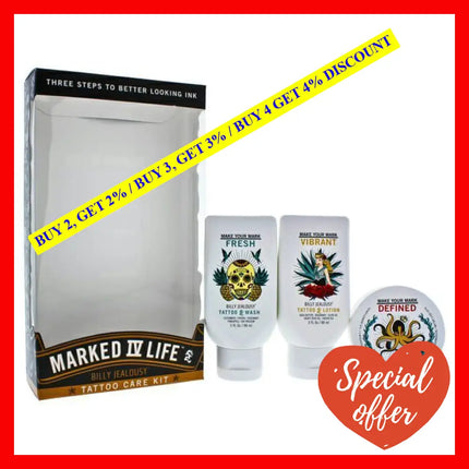 Marked Iv Life Tattoo Care Kit By Billy Jealousy For Men - 3 Pc 3.Oz Wash 3Oz Lotion 2Oz Salve