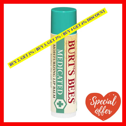Medicated Moisturizing Lip Balm Twin Pack By Burts Bees For Unisex - 2 X 0.15 Oz