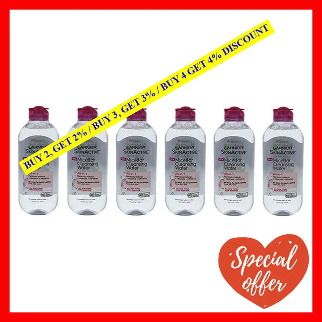 Micellar Cleansing Water All-In-1 By Garnier For Women - 13.5 Oz Cleanser Pack Of 6