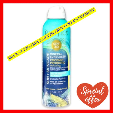 Mineral Sunscreen Spray Spf 30 - Coconut Probiotic By Pacifica For Women 6 Oz
