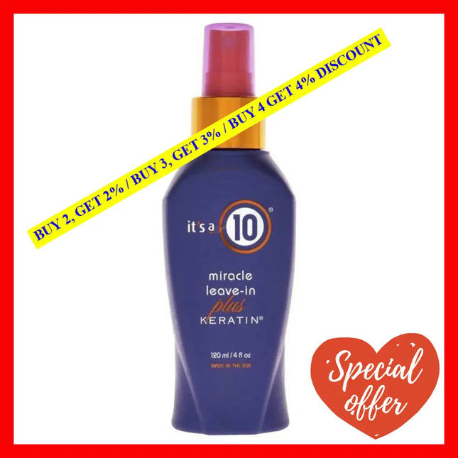 Miracle Leave In Plus Keratin By Its A 10 For Unisex - 4 Oz Spray