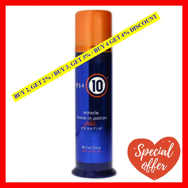 Miracle Leave-In Potion Plus Keratin By Its A 10 For Unisex - 3 Oz Cream