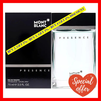 Mont Blanc Presence By For Men - 2.5 Oz Edt Spray