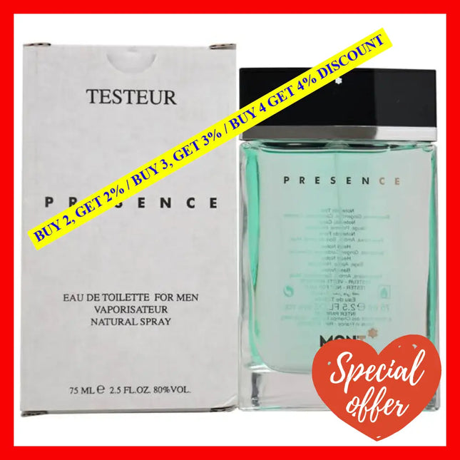 Mont Blanc Presence By For Men - 2.5 Oz Edt Spray (Tester)