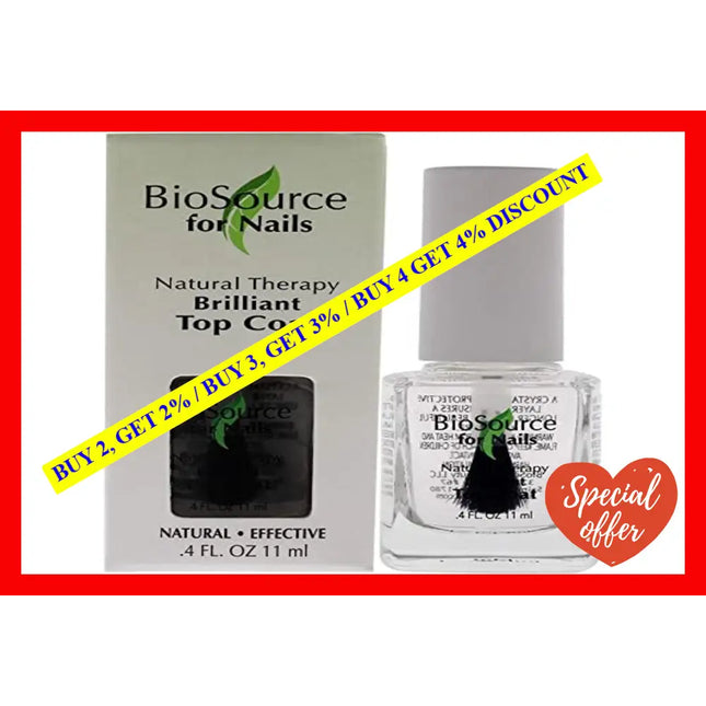 Natural Therapy Brilliant Top Coat By Biosource For Women - 0.4 Oz Nail Treatment
