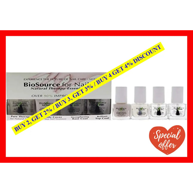 Natural Therapy Essentials Kit By Biosource For Women - 4 Pc 0.4 Oz Pure Nude Cover Strengthening
