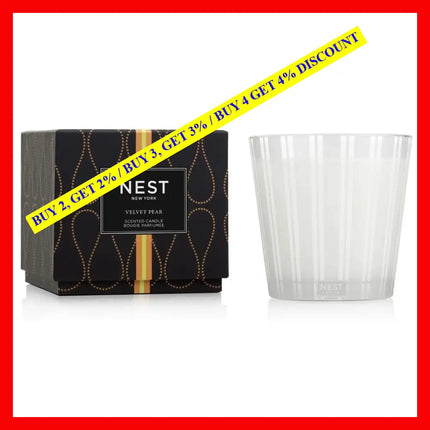 Nest Fragrances Velvet Pear 3-Wick Candle 600 G 21.2 Oz Candle Approximate Burn Time: 80-100 Hours.