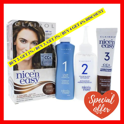 Nice N Easy Permanent Color - 6A 114 Light Ash Brown By Clairol For Women 1 Application Hair
