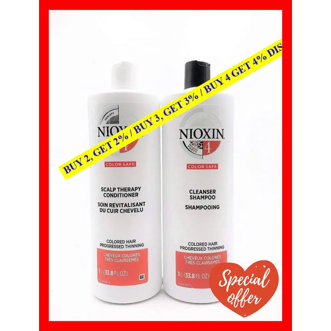 Nioxin System 4 Cleanser & Scalp Therapy Conditioner Duo 33.8 Fl Oz