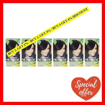 Nutrisse Nourishing Color Creme - 20 Soft Black By Garnier For Unisex 1 Application Hair Pack Of 6