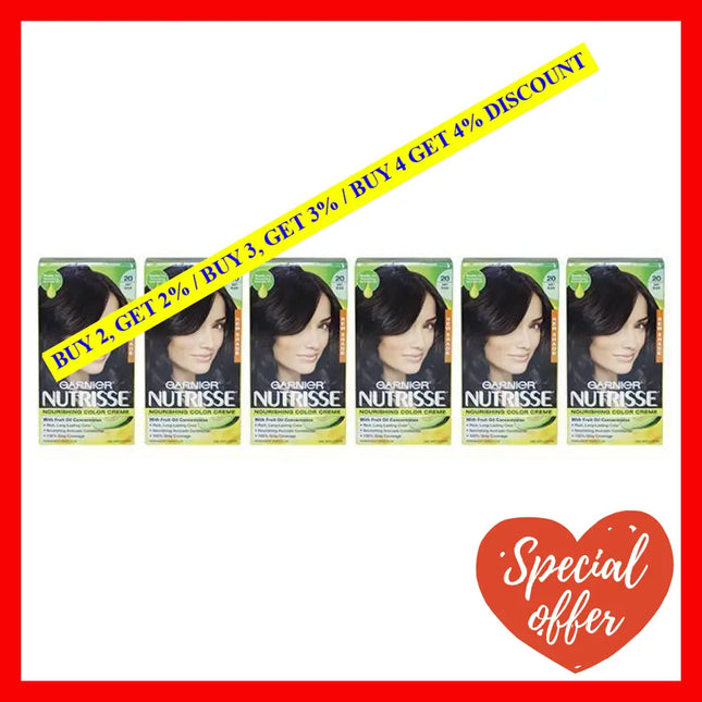 Nutrisse Nourishing Color Creme - 20 Soft Black By Garnier For Unisex 1 Application Hair Pack Of 6
