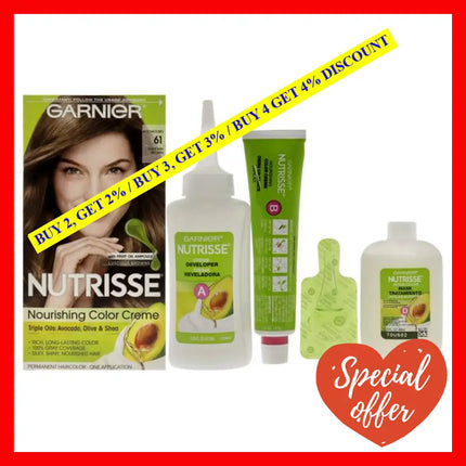 Nutrisse Nourishing Color Creme - 61 Light Ash Brown By Garnier For Unisex 1 Application Hair