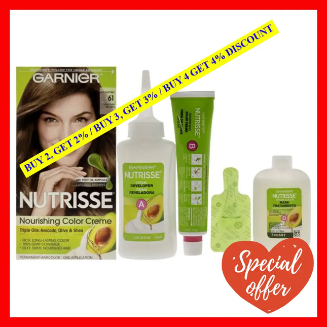 Nutrisse Nourishing Color Creme - 61 Light Ash Brown By Garnier For Unisex 1 Application Hair