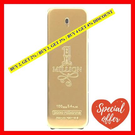 Paco Rabanne 1 Million Eau De Toilette For Men 3.4 Oz / 100 Ml