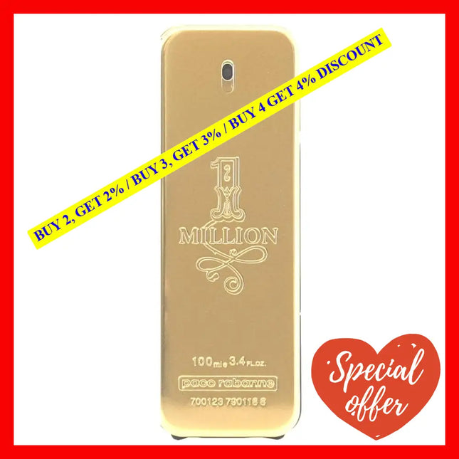 Paco Rabanne 1 Million Eau De Toilette For Men 3.4 Oz / 100 Ml