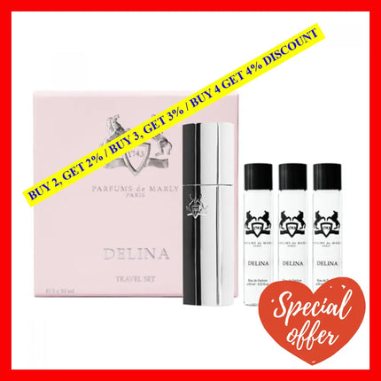 Parfums De Marly Delina Perfume Travel Set For Women 3 X Eau De Parfum Vials 0.34 Oz 10 Ml. Each