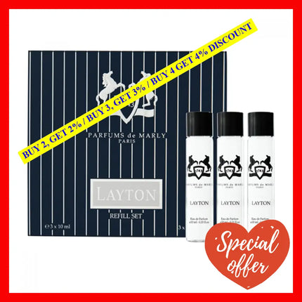 Parfums De Marly Layton Refill Set For Men Eau De Parfum Vials 0.34 Oz 10 Ml.Includes 3 Refills