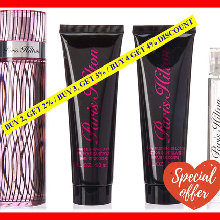 Paris Hilton By For Women - 4 Pc Gift Set 3.4Oz Edp Spray 0.34Oz 3.0Oz Body Lotion 3Oz Bath And