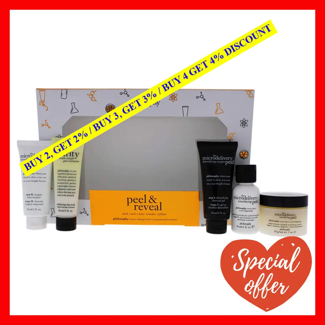 Peel And Reveal Kit By Philosophy For Unisex - 5 Pc 1Oz Detoxifying Charcoal Gel Oxygen Foam