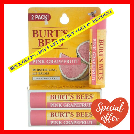 Pink Grapefruit Moisturizing Lip Balm Twin Pack By Burts Bees For Unisex - 2 X 0.15 Oz