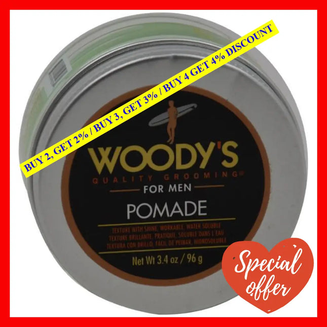 Pomade By Woodys For Men - 3.4 Oz