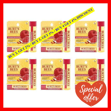 Pomegranate Moisturizing Lip Balm Blister By Burts Bees For Unisex - 0.15 Oz Pack Of 6
